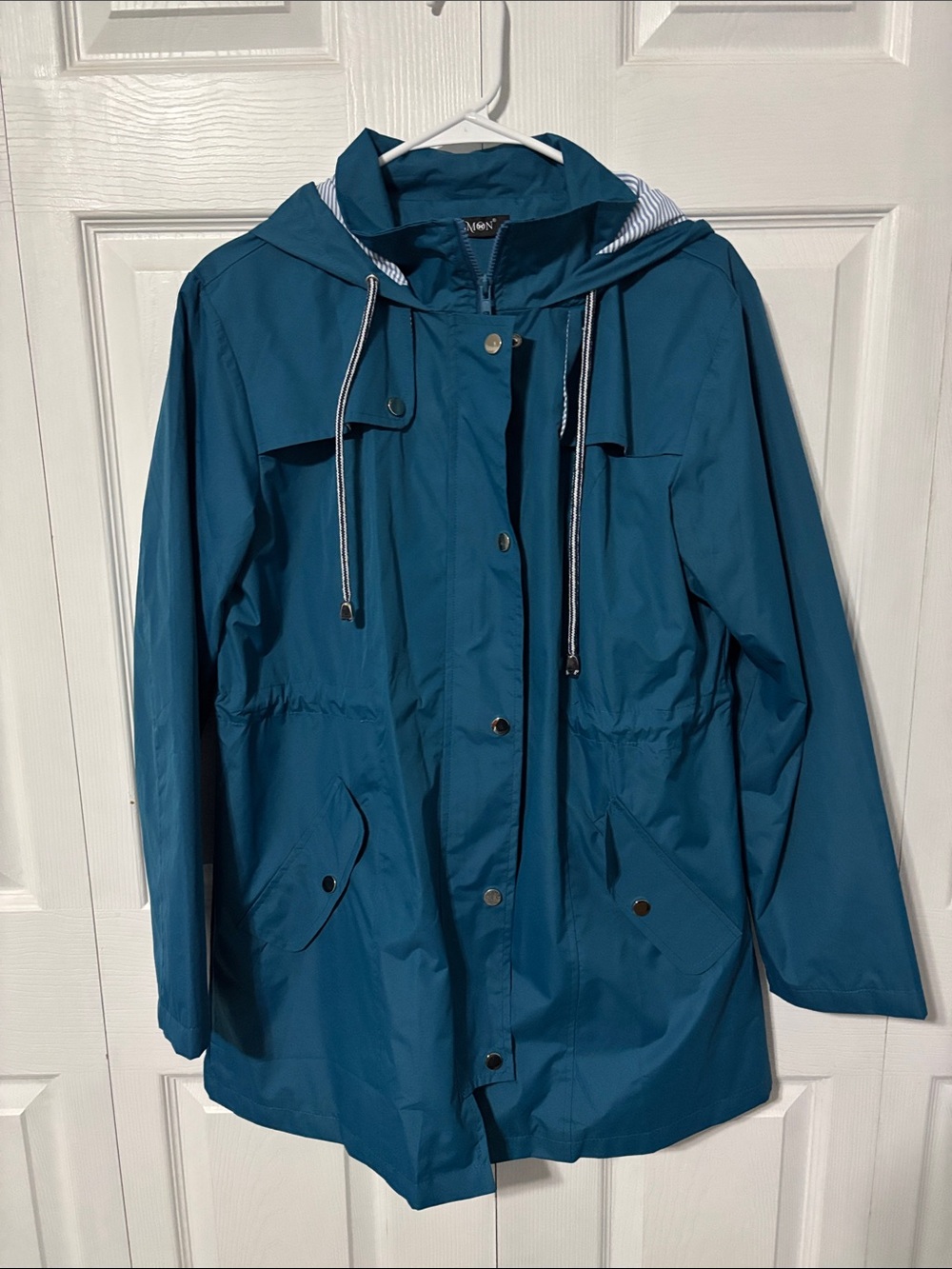 Lomon Teal Raincoat Women Waterproof Long Hooded Trench Windbreaker Travel Jack